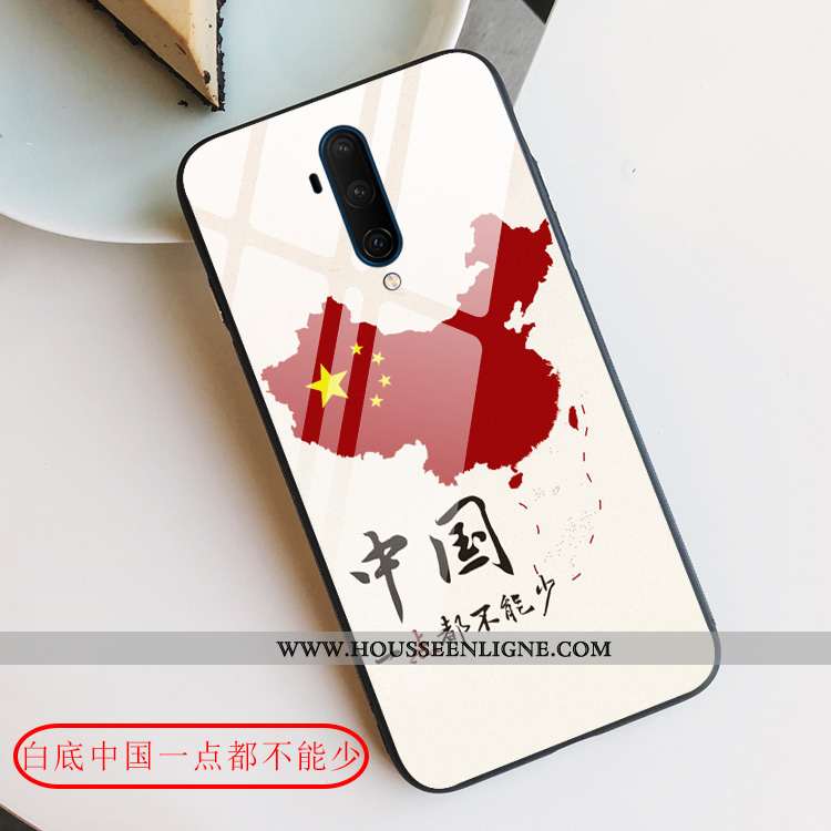 Coque Oneplus 7t Pro Créatif Protection Style Chinois Rouge Téléphone Portable Verre