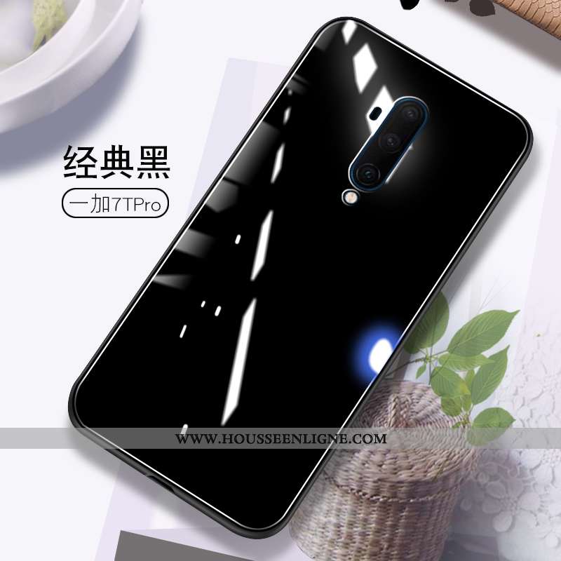 Coque Oneplus 7t Pro Créatif Tendance Verre Net Rouge Protection Étui Violet