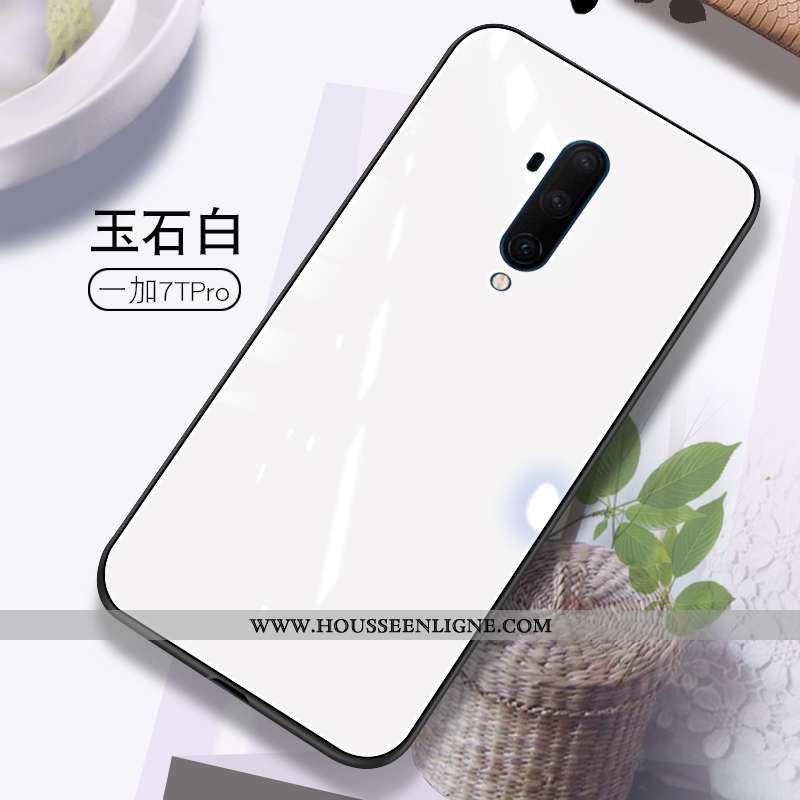 Coque Oneplus 7t Pro Créatif Tendance Verre Net Rouge Protection Étui Violet
