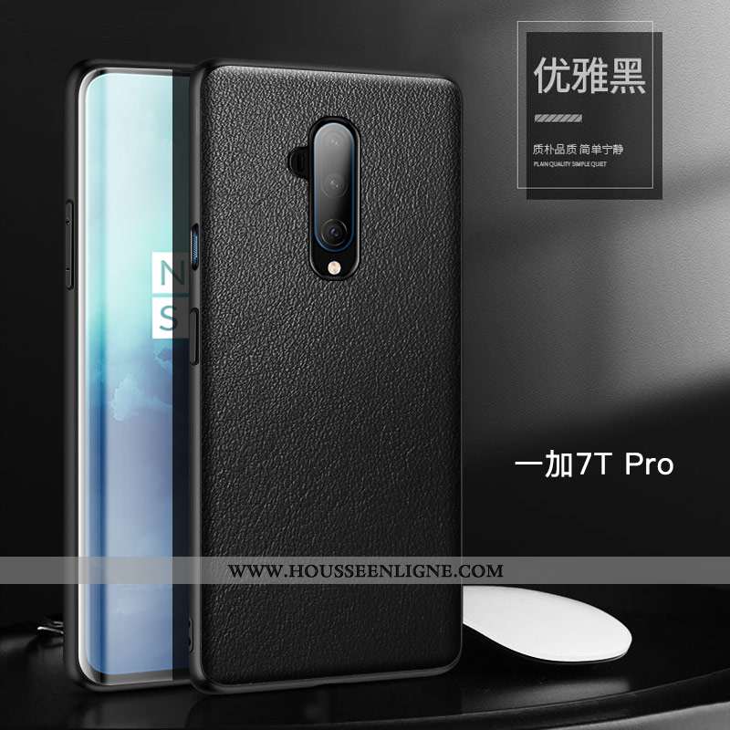 Coque Oneplus 7t Pro Tendance Cuir Cuir Haut Simple Orange Protection Bovins