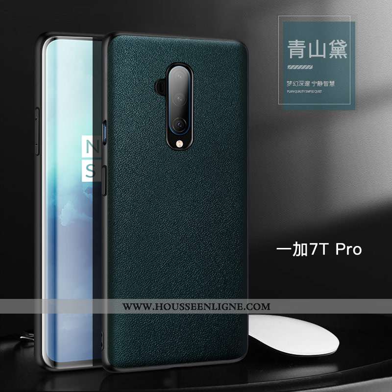 Coque Oneplus 7t Pro Tendance Cuir Cuir Haut Simple Orange Protection Bovins