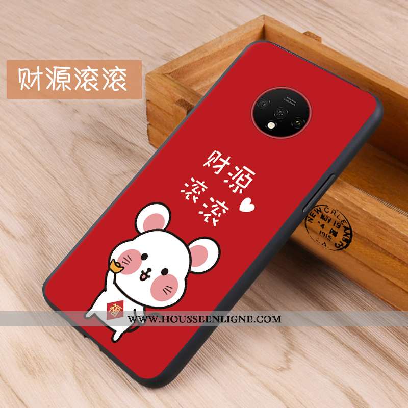 Coque Oneplus 7t Protection Délavé En Daim Tout Compris Silicone Téléphone Portable Rouge Fluide Dou