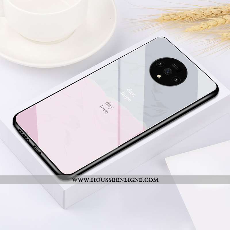 Coque Oneplus 7t Verre Personnalité Ultra Miroir Silicone Amoureux Dessin Animé Blanche
