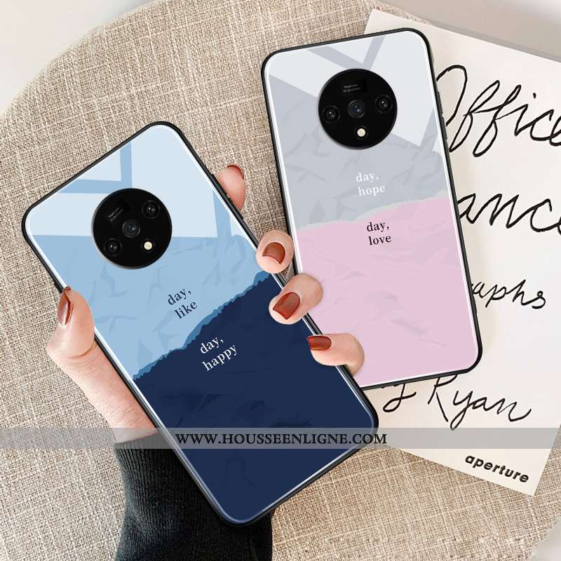 Coque Oneplus 7t Verre Personnalité Ultra Miroir Silicone Amoureux Dessin Animé Blanche