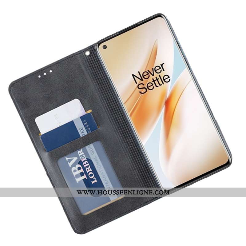 Coque Oneplus 8 Cuir Protection Tout Compris Rouge Étui Carte