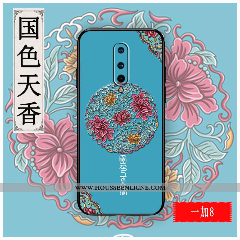 Coque Oneplus 8 Gaufrage Tendance Rouge Créatif Silicone Tout Compris