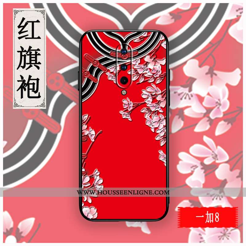 Coque Oneplus 8 Gaufrage Tendance Rouge Créatif Silicone Tout Compris