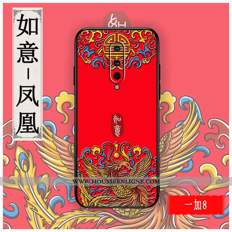 Coque Oneplus 8 Gaufrage Tendance Rouge Créatif Silicone Tout Compris