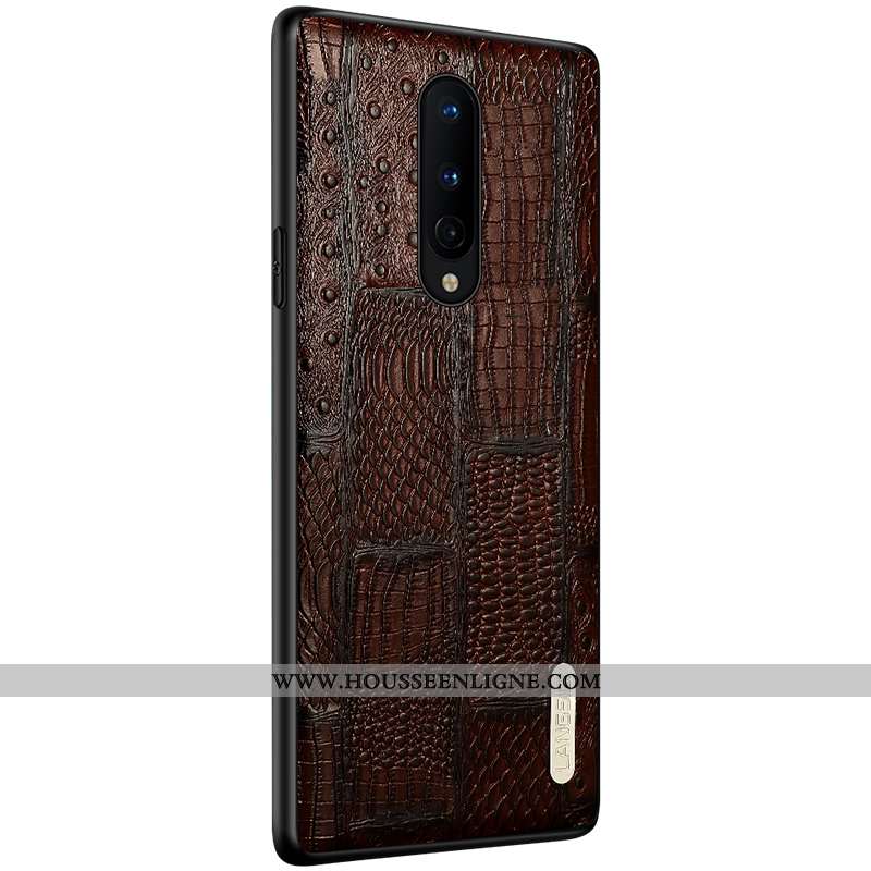 Coque Oneplus 8 Mode Protection Cuir Véritable Incassable Créatif Bovins Cuir Marron