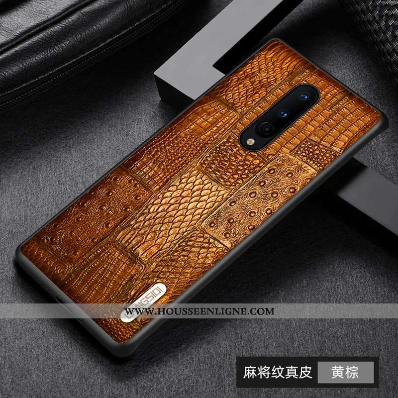 Coque Oneplus 8 Mode Protection Cuir Véritable Incassable Créatif Bovins Cuir Marron