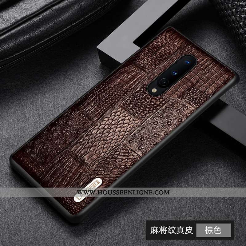 Coque Oneplus 8 Mode Protection Cuir Véritable Incassable Créatif Bovins Cuir Marron