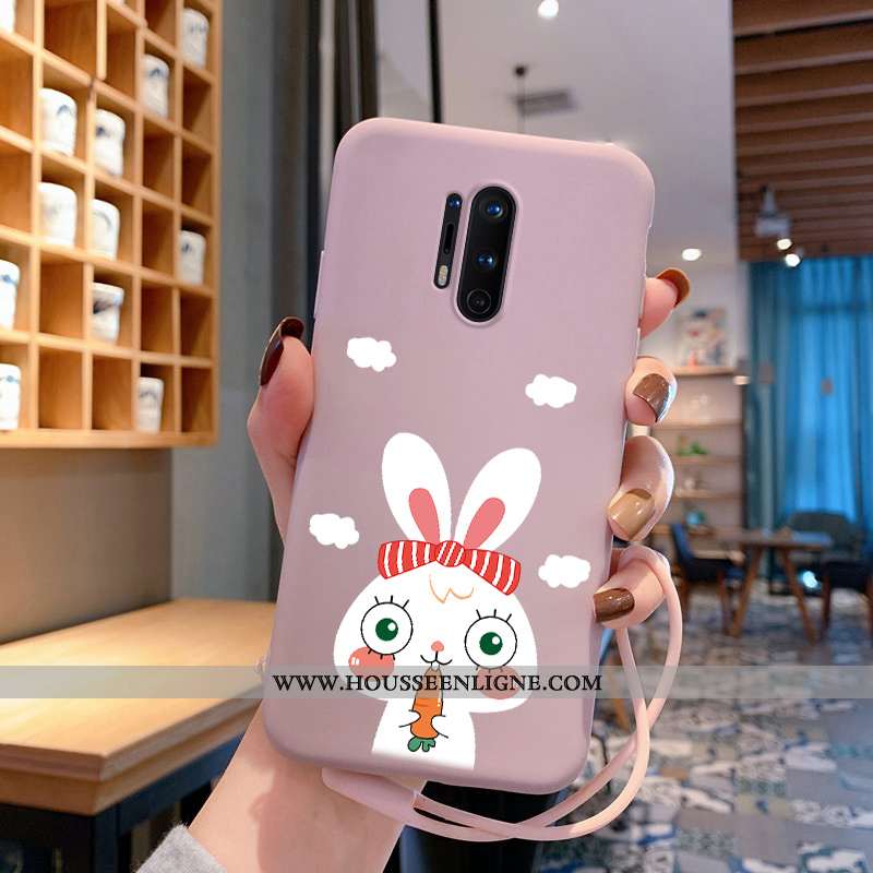 Coque Oneplus 8 Pro Personnalité Créatif Légère Longue En Bois Étui Lapin Rose