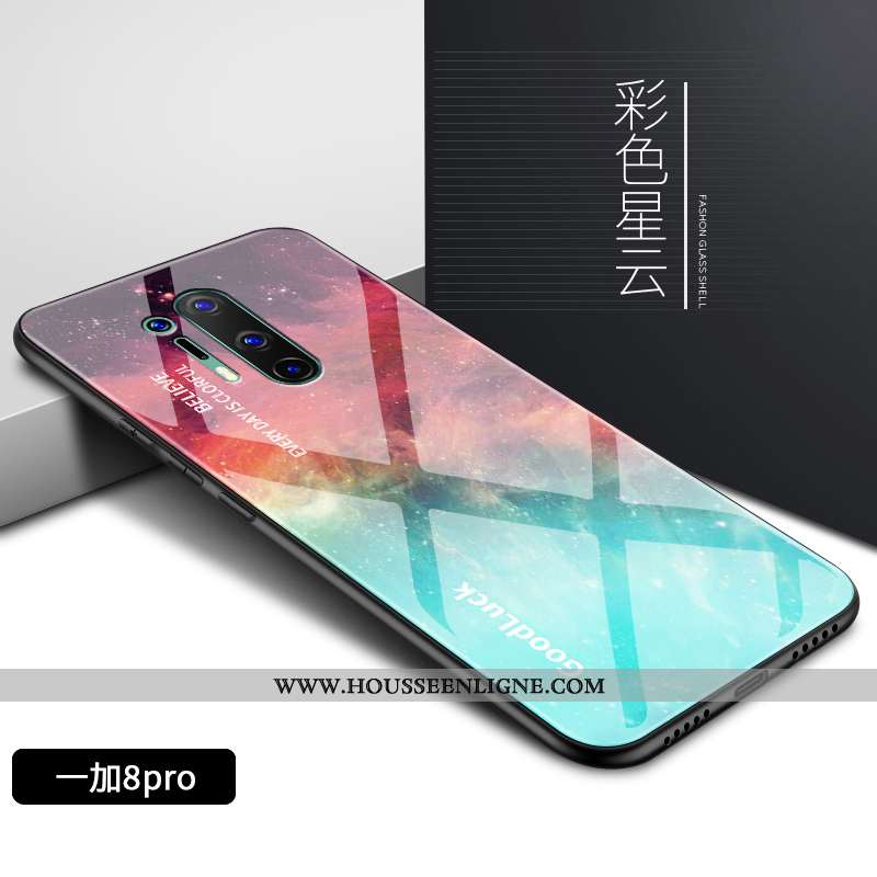 Coque Oneplus 8 Pro Tendance Fluide Doux Téléphone Portable Nouveau Verre Motif Silicone Coloré