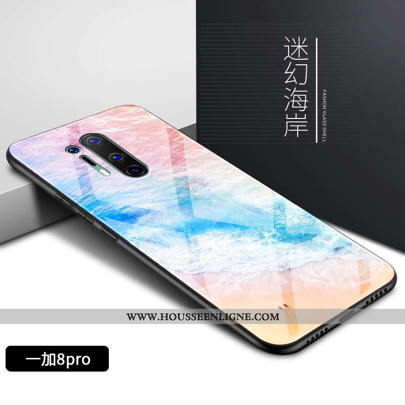 Coque Oneplus 8 Pro Tendance Fluide Doux Téléphone Portable Nouveau Verre Motif Silicone Coloré