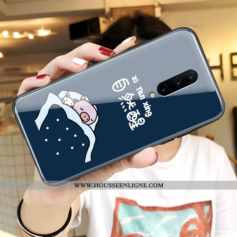 Coque Oneplus 8 Protection Verre Fluide Doux Tout Compris Téléphone Portable Ultra Miroir Bleu