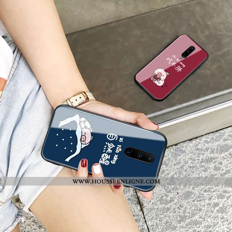 Coque Oneplus 8 Protection Verre Fluide Doux Tout Compris Téléphone Portable Ultra Miroir Bleu