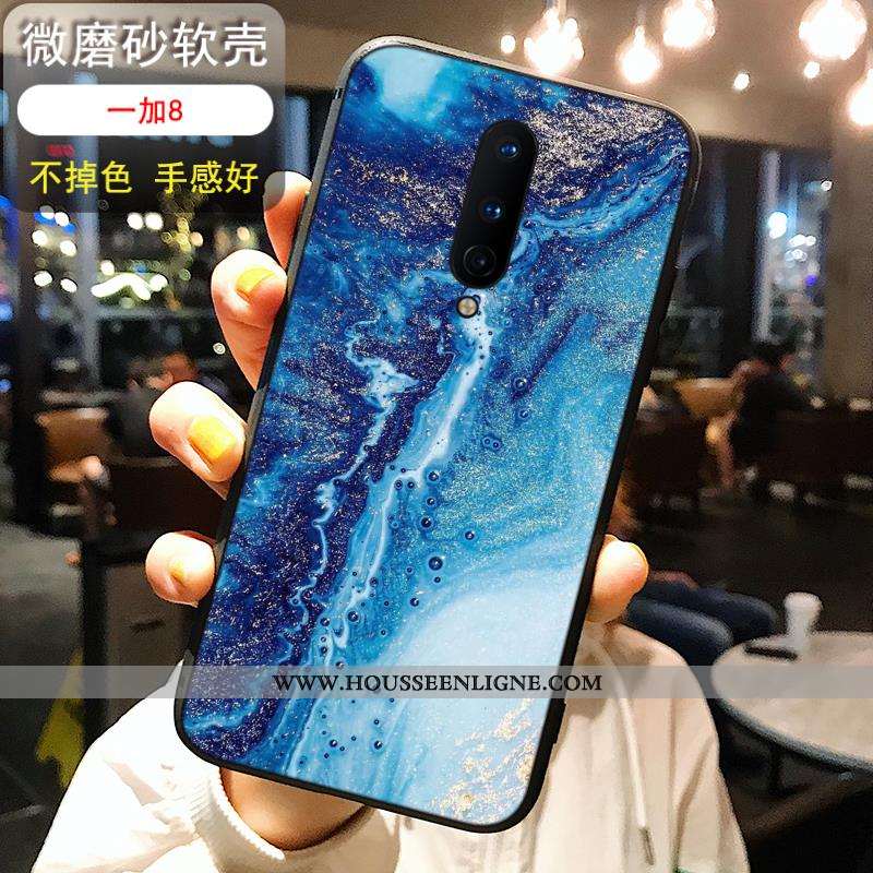 Coque Oneplus 8 Silicone Délavé En Daim Vent Légère Nouveau Noir Bleu
