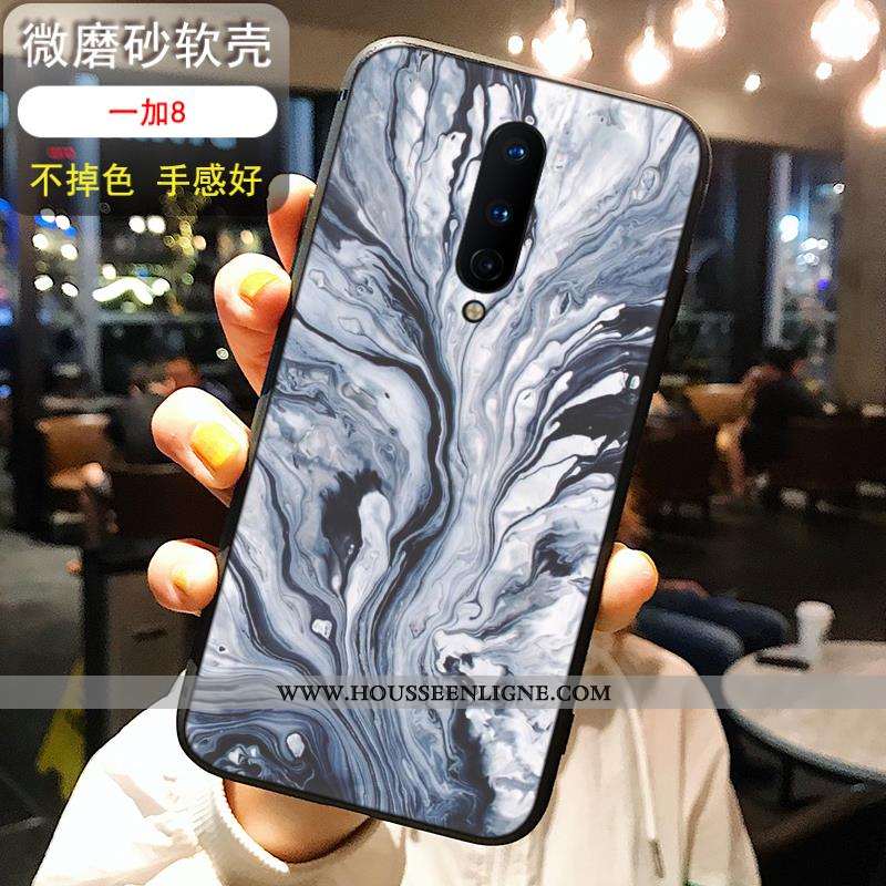Coque Oneplus 8 Silicone Délavé En Daim Vent Légère Nouveau Noir Bleu