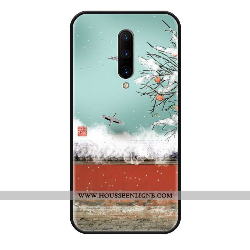 Coque Oneplus 8 Silicone Protection Bleu Vintage Téléphone Portable Style Chinois