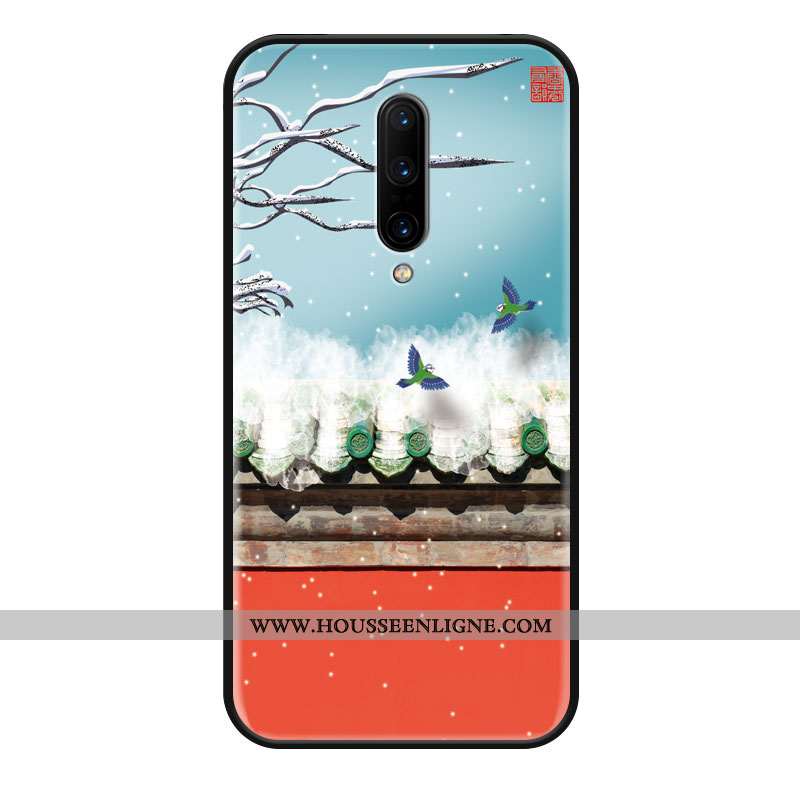 Coque Oneplus 8 Silicone Protection Bleu Vintage Téléphone Portable Style Chinois