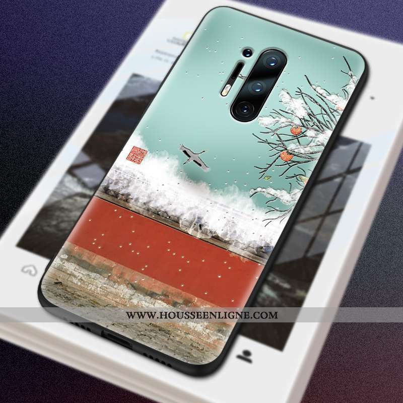 Coque Oneplus 8 Silicone Protection Bleu Vintage Téléphone Portable Style Chinois