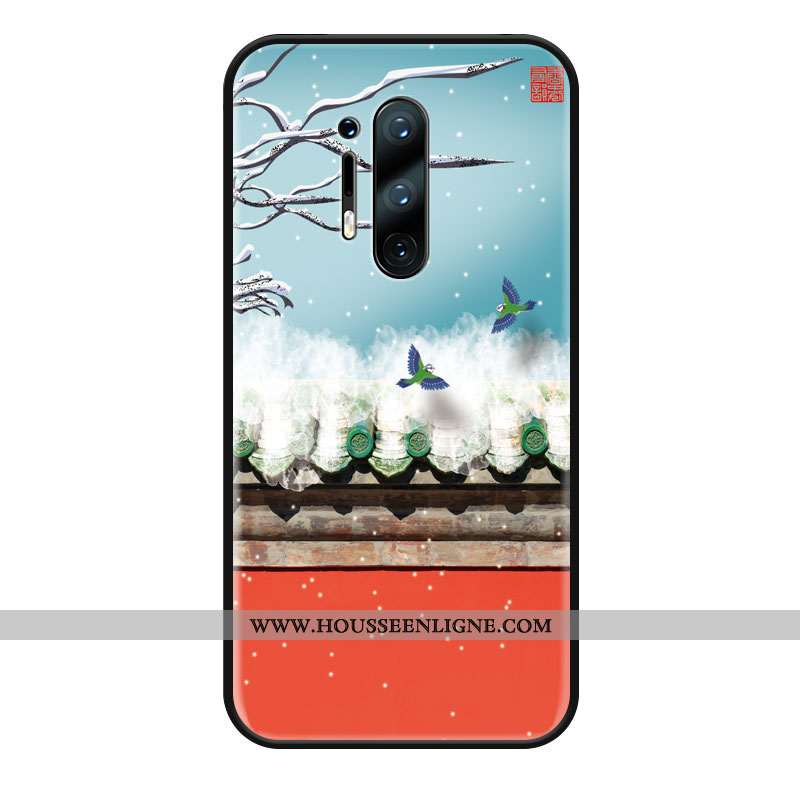 Coque Oneplus 8 Silicone Protection Bleu Vintage Téléphone Portable Style Chinois