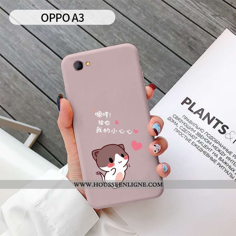 Coque Oppo A3 Personnalité Charmant Chat Téléphone Portable Rose Net Rouge Tout Compris