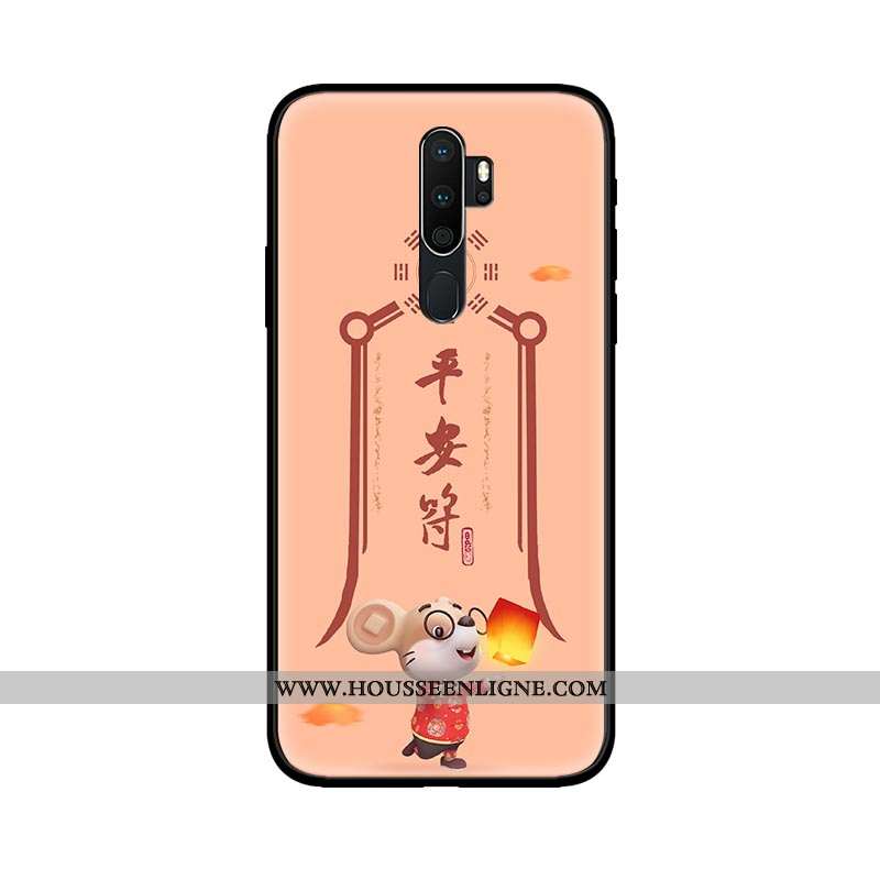 Coque Oppo A5 2020 Délavé En Daim Verre Amoureux Jaune Téléphone Portable