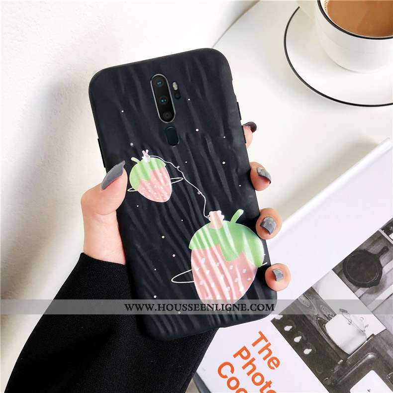 Coque Oppo A5 2020 Fluide Doux Silicone Protection Modèle Fleurie Étui Quicksand Noir