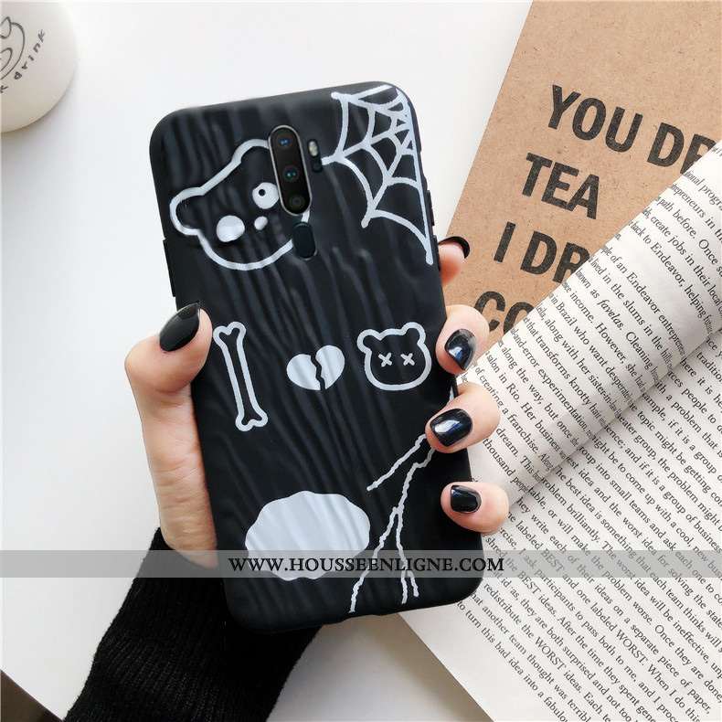 Coque Oppo A5 2020 Fluide Doux Silicone Protection Modèle Fleurie Étui Quicksand Noir
