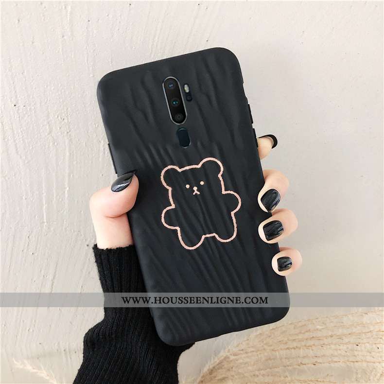 Coque Oppo A5 2020 Fluide Doux Silicone Protection Modèle Fleurie Étui Quicksand Noir