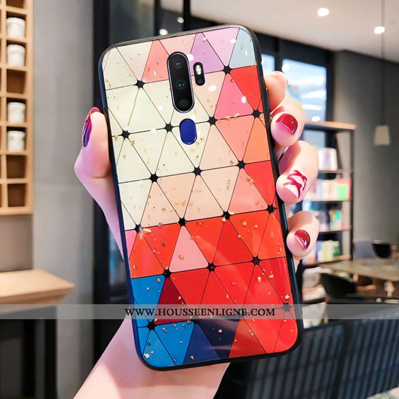 Coque Oppo A5 2020 Personnalité Créatif Verre Net Rouge Étui Protection Miroir