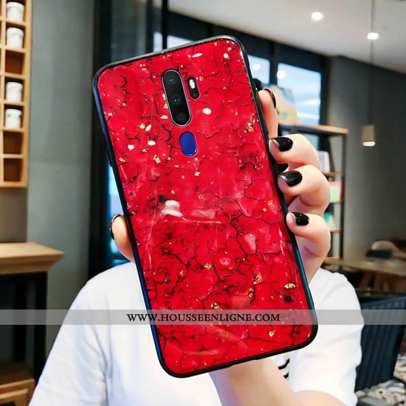 Coque Oppo A5 2020 Personnalité Créatif Verre Net Rouge Étui Protection Miroir
