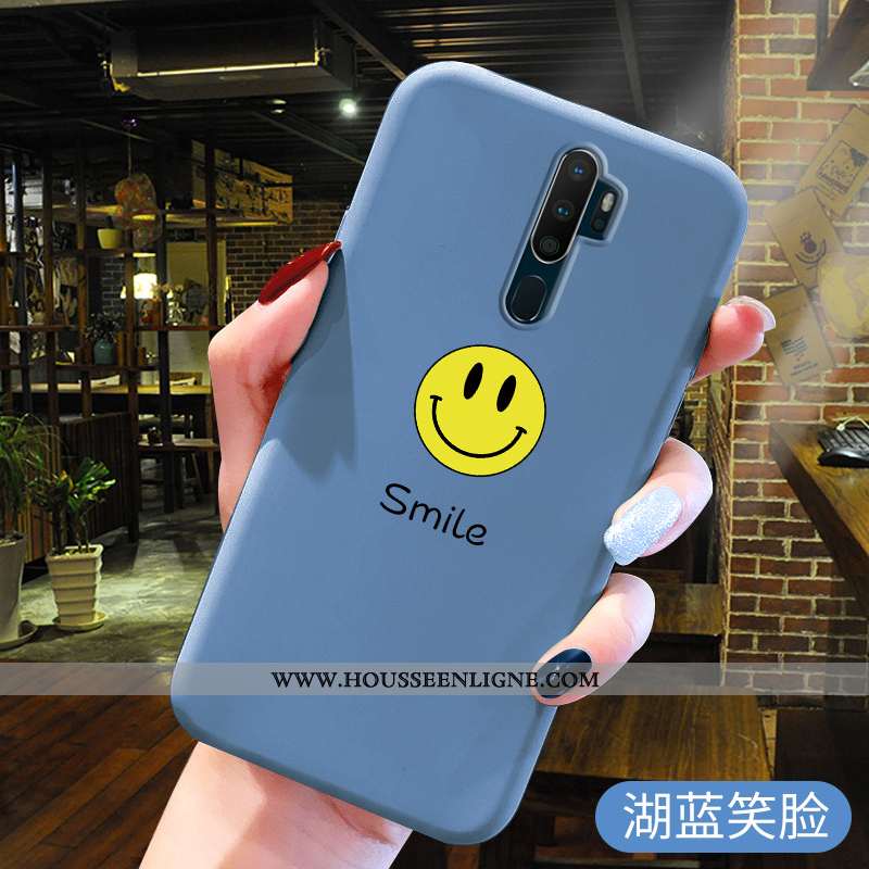Coque Oppo A5 2020 Protection Fluide Doux Bleu Peinture Incassable Étui