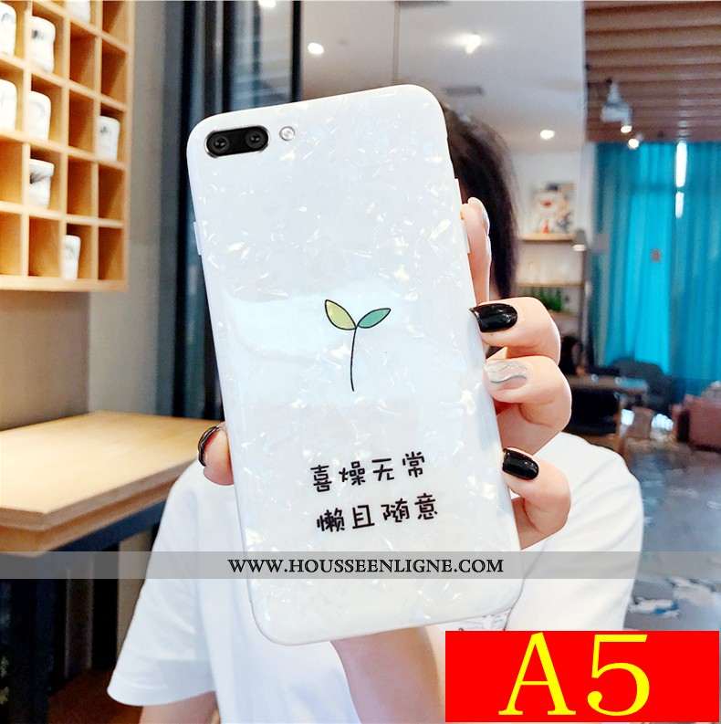 Coque Oppo A5 Charmant Modèle Fleurie Blanc Incassable Silicone Nouveau Fluide Doux Blanche