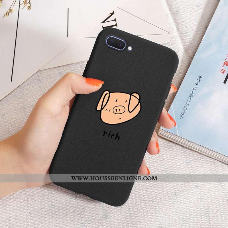 Coque Oppo A5 Délavé En Daim Personnalité Incassable Gaufrage Étui Fluide Doux Créatif Noir