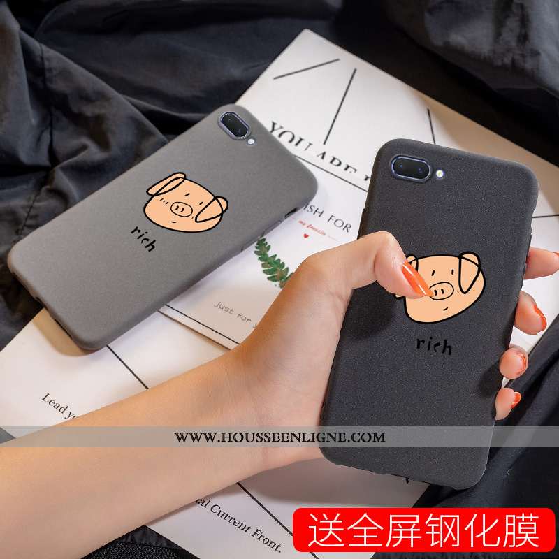 Coque Oppo A5 Délavé En Daim Personnalité Incassable Gaufrage Étui Fluide Doux Créatif Noir