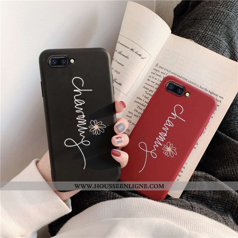 Coque Oppo A5 Silicone Protection Net Rouge Étui Noir Téléphone Portable