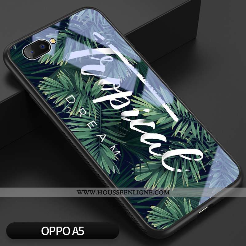Coque Oppo A5 Silicone Verre Téléphone Portable Net Rouge Frais Personnalité Verte