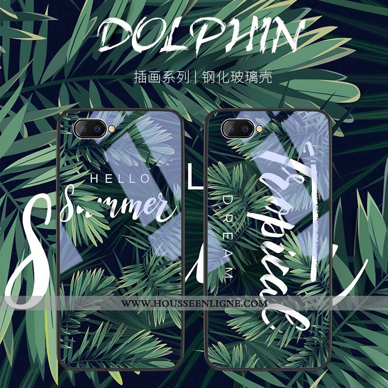 Coque Oppo A5 Silicone Verre Téléphone Portable Net Rouge Frais Personnalité Verte