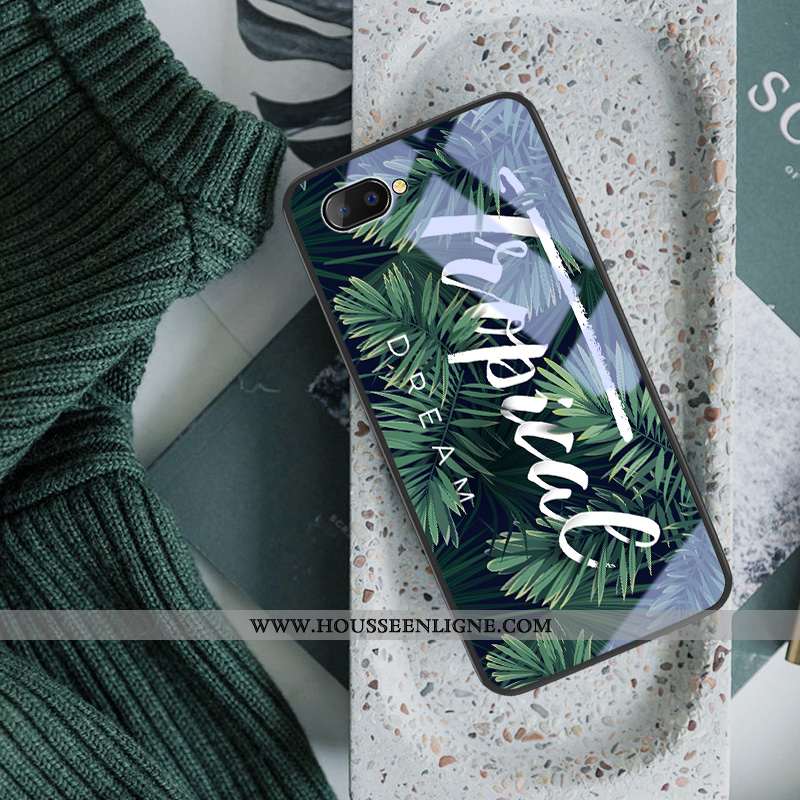 Coque Oppo A5 Silicone Verre Téléphone Portable Net Rouge Frais Personnalité Verte