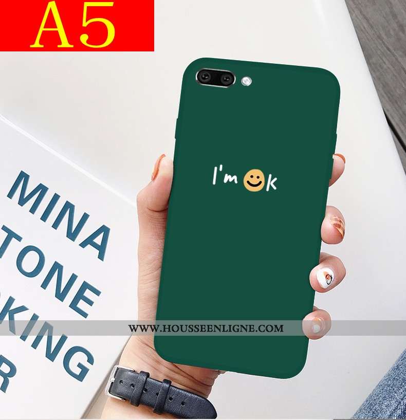 Coque Oppo A5 Tendance Légère Incassable Ultra Protection Fluide Doux Tout Compris Verte
