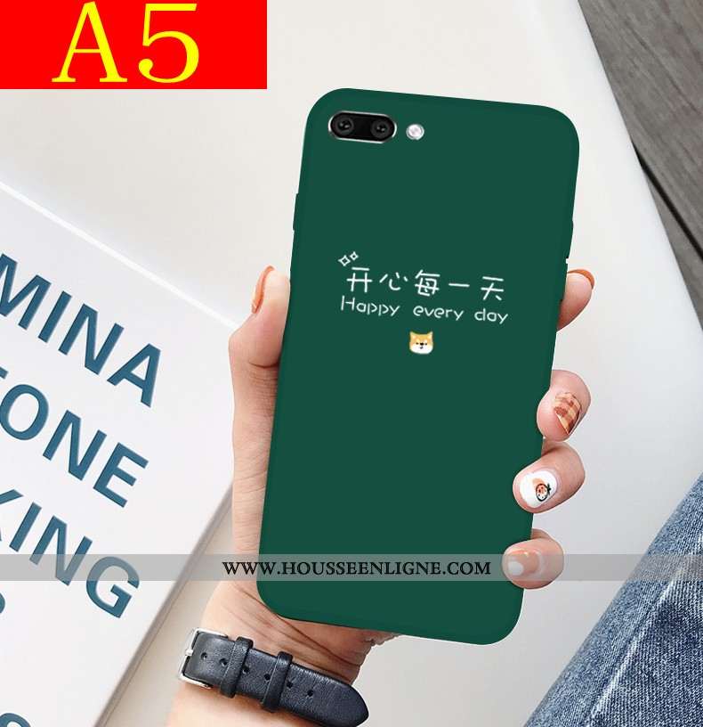 Coque Oppo A5 Tendance Légère Incassable Ultra Protection Fluide Doux Tout Compris Verte