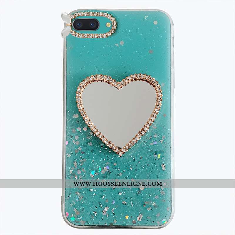 Coque Oppo A5 Tendance Mode Maquillage Membrane Étui Incruster Strass Téléphone Portable Verte