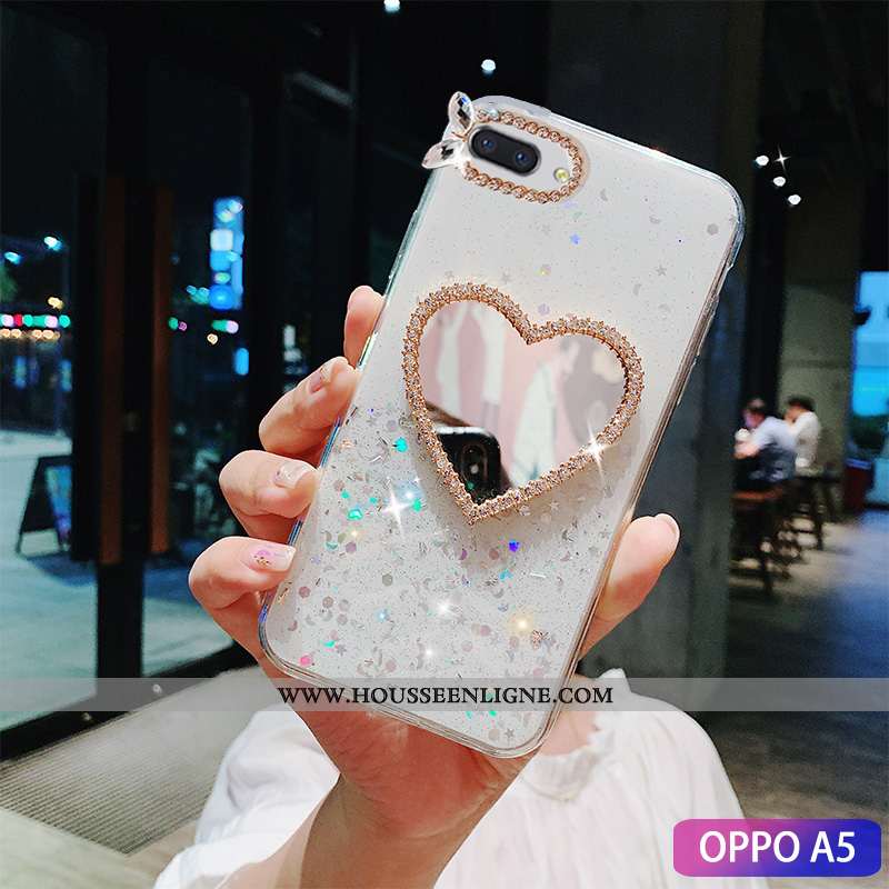 Coque Oppo A5 Tendance Mode Maquillage Membrane Étui Incruster Strass Téléphone Portable Verte