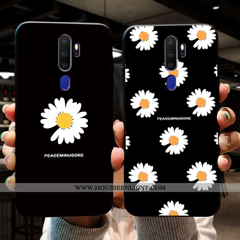 Coque Oppo A9 2020 Fluide Doux Silicone Amoureux Incassable Noir Téléphone Portable
