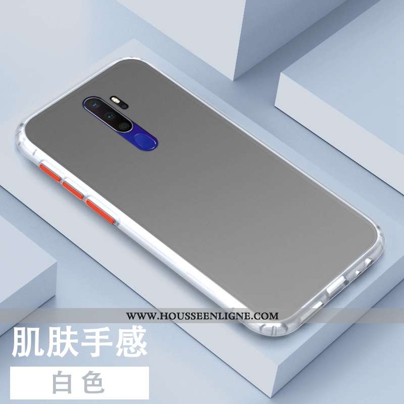 Coque Oppo A9 2020 Fluide Doux Silicone Tout Compris Délavé En Daim Simple Étui Blanche
