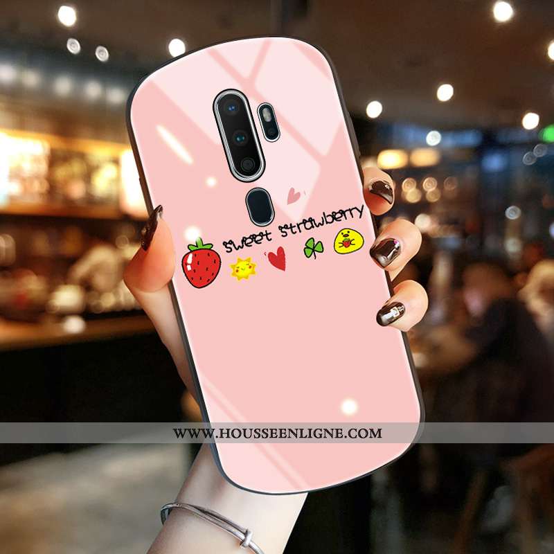 Coque Oppo A9 2020 Protection Verre Téléphone Portable Citron Rond Étui Verte