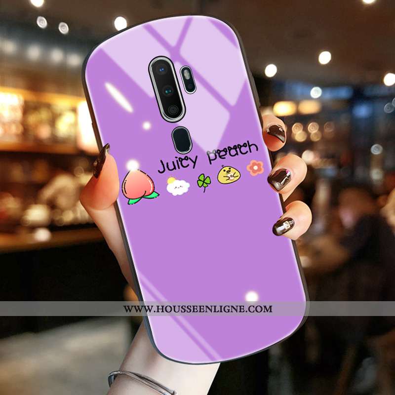 Coque Oppo A9 2020 Protection Verre Téléphone Portable Citron Rond Étui Verte
