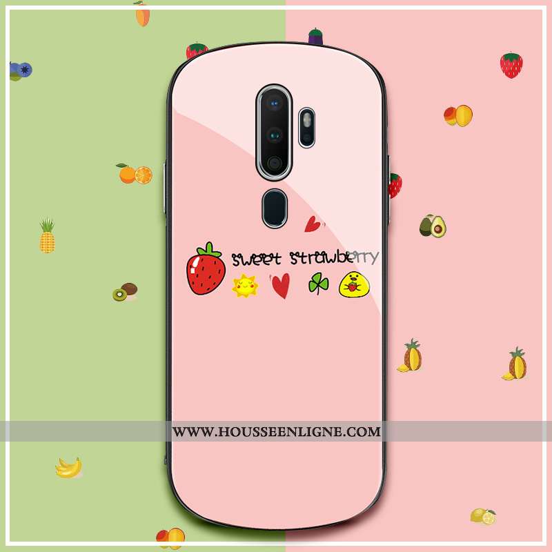 Coque Oppo A9 2020 Protection Verre Téléphone Portable Citron Rond Étui Verte